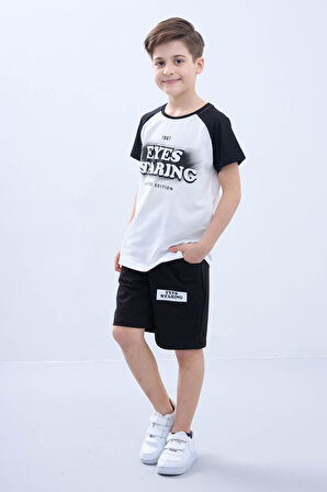 Penye Süprem Baskılı Yazlık Şortlu Takım M00734