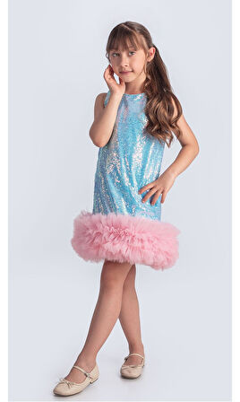 Pul Payet İfestos Taçlı Tütü Çocuk Özel Gün Abiye M00743