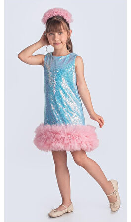 Pul Payet İfestos Taçlı Tütü Çocuk Özel Gün Abiye M00743