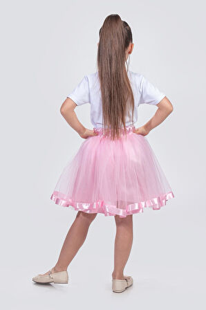 Saten Şeritli Tütü Kız Çocuk Etek M00728