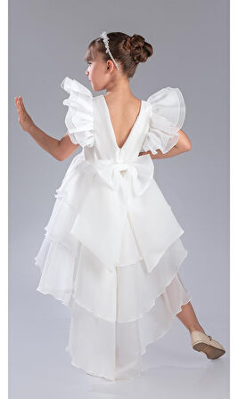 Kız Çocuk Kuyruklu , Taçlı Vragia Abiye Elbise M00745