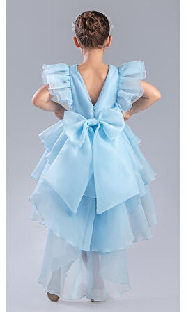 Kız Çocuk Kuyruklu , Taçlı Vragia Abiye Elbise M00745