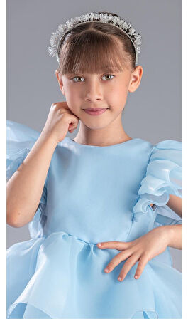 Kız Çocuk Kuyruklu , Taçlı Vragia Abiye Elbise M00745