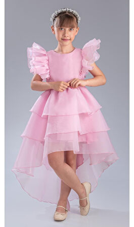 Kız Çocuk Kuyruklu , Taçlı Vragia Abiye Elbise M00745