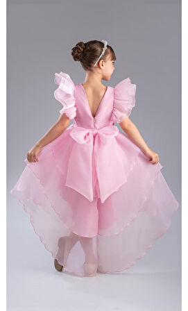 Kız Çocuk Kuyruklu , Taçlı Vragia Abiye Elbise M00745