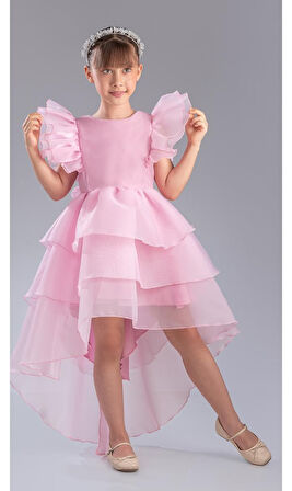 Kız Çocuk Kuyruklu , Taçlı Vragia Abiye Elbise M00745