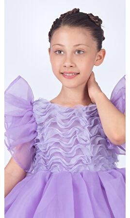 Maronia Kız Çocuk Prenses Model Abiye Elbise - Lila M00746