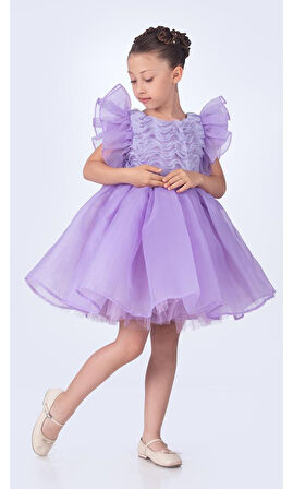 Maronia Kız Çocuk Prenses Model Abiye Elbise - Lila M00746