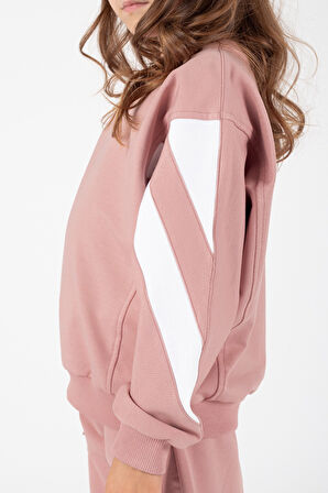 Kız Çocuk Yarasa Kol Şerit Detaylı Alt-Üst Eşofman Takımı M00755