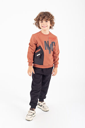 Erkek Çocuk Cep Detaylı Baskılı Eşofman Takımı M00756