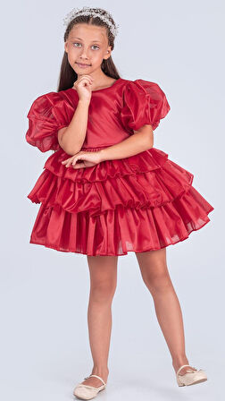 Kız Çocuk Eklenebilir Kuyruk Detaylı, Taçlı Aspendos Abiye Elbise M00758