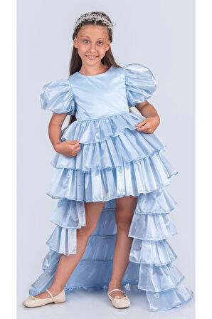 Kız Çocuk Eklenebilir Kuyruk Detaylı, Taçlı Aspendos Abiye Elbise M00758