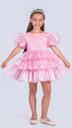 Kız Çocuk Eklenebilir Kuyruk Detaylı, Taçlı Aspendos Abiye Elbise M00758