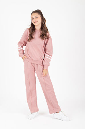 Kız Çocuk Sport Armalı Yan Çıtçıt Detaylı Eşofman Takımı M00759