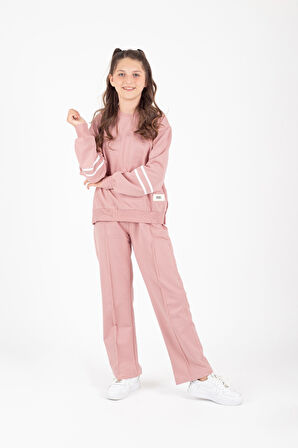 Kız Çocuk Sport Armalı Yan Çıtçıt Detaylı Eşofman Takımı M00759