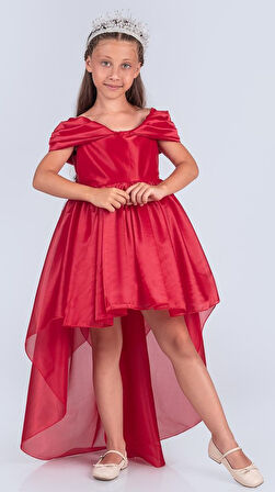 Kız Çocuk Düşük Omuz Detaylı Işıltılı Prenses Elbisesi M00760