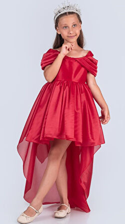 Kız Çocuk Düşük Omuz Detaylı Işıltılı Prenses Elbisesi M00760