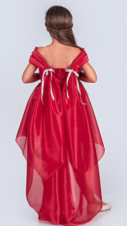 Kız Çocuk Düşük Omuz Detaylı Işıltılı Prenses Elbisesi M00760