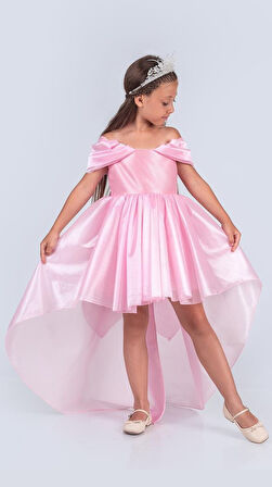 Kız Çocuk Düşük Omuz Detaylı Işıltılı Prenses Elbisesi M00760