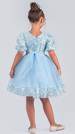 Kız Çocuk Etek Ucu Pullu Venna Abiye Elbise M00761