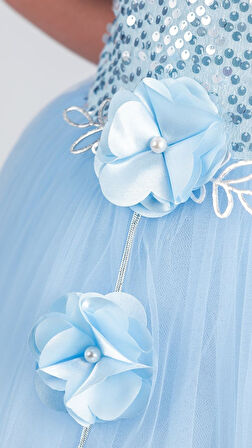 Kız Çocuk Etek Ucu Pullu Venna Abiye Elbise M00761