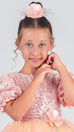 Kız Çocuk Etek Ucu Pullu Venna Abiye Elbise M00761