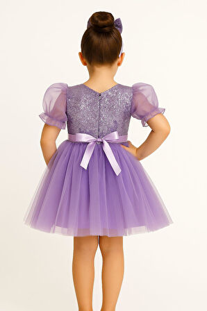 Balon Kol Pul Payet Kız Çocuk Tütü Elbise M00751