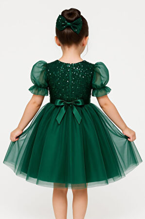 Balon Kol Pul Payet Kız Çocuk Tütü Elbise M00751