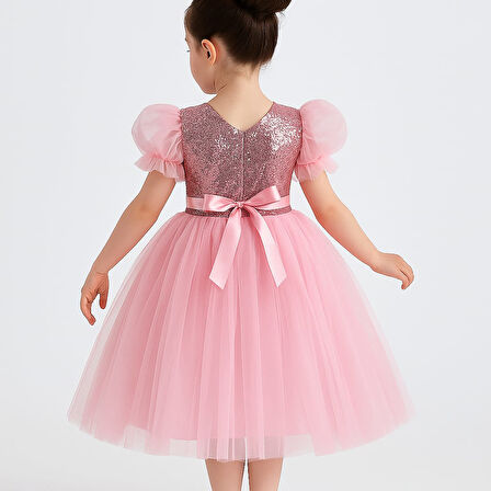 Balon Kol Pul Payet Kız Çocuk Tütü Elbise M00751