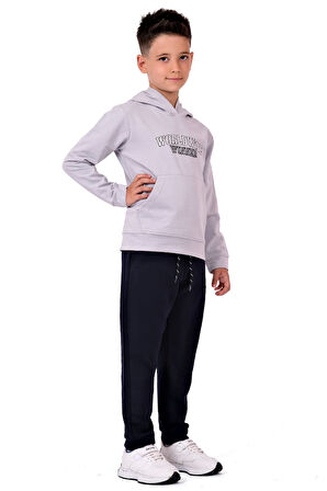 Erkek Çocuk Worldwide Winner Nakışlı Kanguru Cepli Kapüşonlu Eşofman Takımı