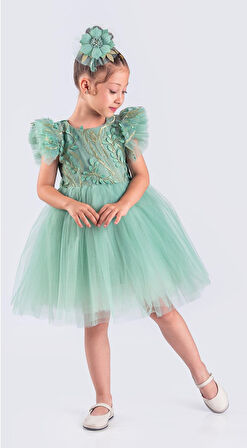 Kız Çocuk Nakışlı Tütü Etek Elbise MNK0578