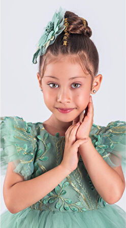 Kız Çocuk Nakışlı Tütü Etek Elbise MNK0578