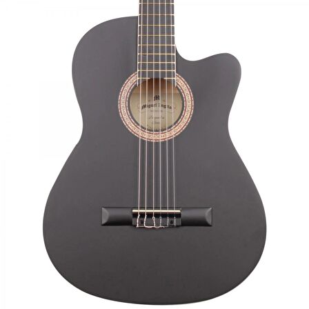 Miguel Angela Ma1m-c-bk Mat Cilalı Siyah Cutaway Klasik Gitar