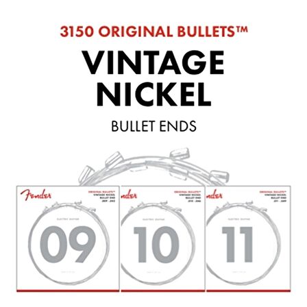 Fender Original Bullet 3150l Pure Nickel .009-.042 Elektro Gitar Teli