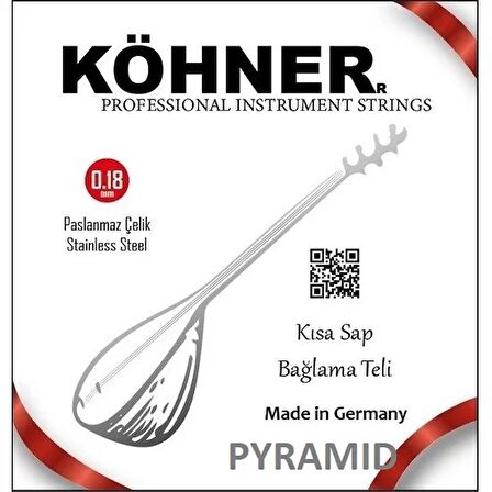 Köhner Pyramid Saz Teli 0.18 Kısa Sap Bağlama Teli