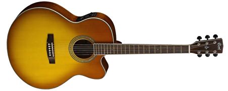 Cort Cj5x-hbs Elektro Akustik Gitar Jumbo Cutaway, Honey Burst,