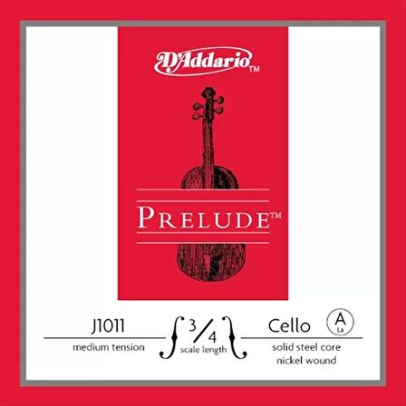 Daddarıo J1011 3/4m Cello Tek Tel, Prelude, A-la, 3/4 Scale, Medıum Te