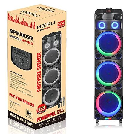 Hepu Hp-918 3*12" Süper Bass Party Box Bluetooth Speaker