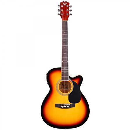 Angel Afg100ce-sb Sunburst Cutaway Elektro Akustik Gitar