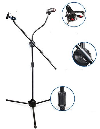 4b Mikrofon Sehpası +telefon Tutacağı+pop Filter+shockmount