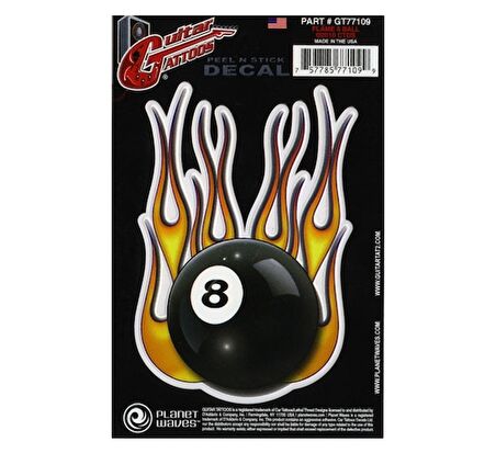 Planetwaves Gt77109 Gtr Tattoo- Flame 8 Ball Sticker