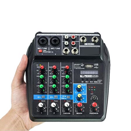 D-voıce M-400btı Ses Kartlı Mixer 4 Kanal Bluetooh,usb