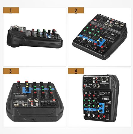 D-voıce M-400btı Ses Kartlı Mixer 4 Kanal Bluetooh,usb