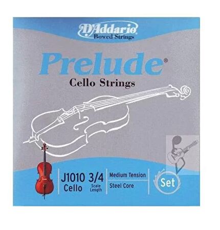 Daddarıo J101034 Cello Tel Seti, Prelude, 3/4 Scale, Medıum Tensıon