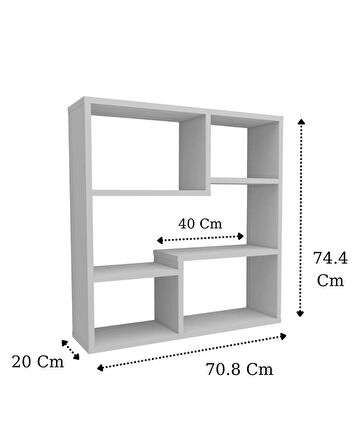 Reyo Enda Home Myra09 5 Bölmeli Modern Duvar Rafı, Mutfak Rafı Mat Beyaz