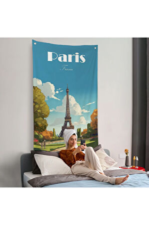 Fransa Paris Eyfel Kulesi Duvar Örtüsü-7809