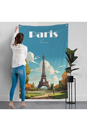 Fransa Paris Eyfel Kulesi Duvar Örtüsü-7809