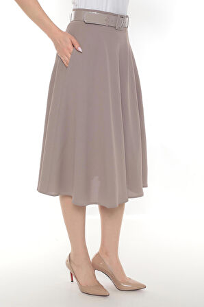 SORALLİNE KADIN ETAMİN DESEN BAHARLIK ASTARLI 70 CM BOYUNDA KLOŞ ETEK 780TAŞ