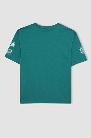 DeFacto Erkek Çocuk Oversize Fit Bisiklet Yaka Baskılı Kısa Kollu Tişört C5004A824HSGN754