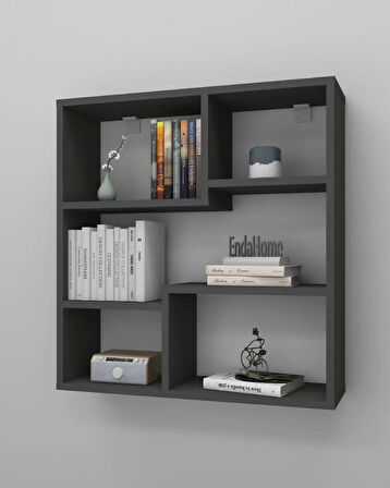 Reyo Enda Home Myra09 5 Bölmeli Modern Duvar Rafı, Mutfak Rafı Antrasit
